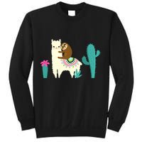 Sloth Riding Llama Funny Cactus Sweatshirt