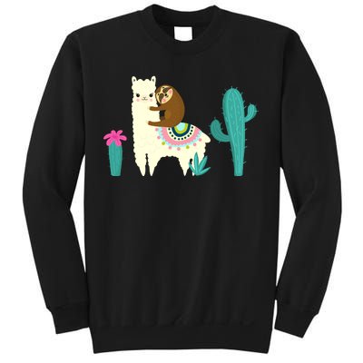 Sloth Riding Llama Funny Cactus Sweatshirt