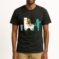 Sloth Riding Llama Funny Cactus Tall T-Shirt