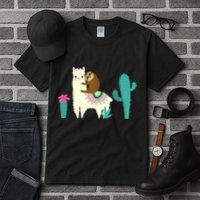 Sloth Riding Llama Funny Cactus Tall T-Shirt