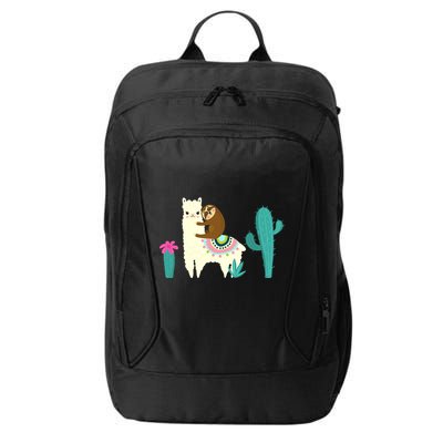 Sloth Riding Llama Funny Cactus City Backpack