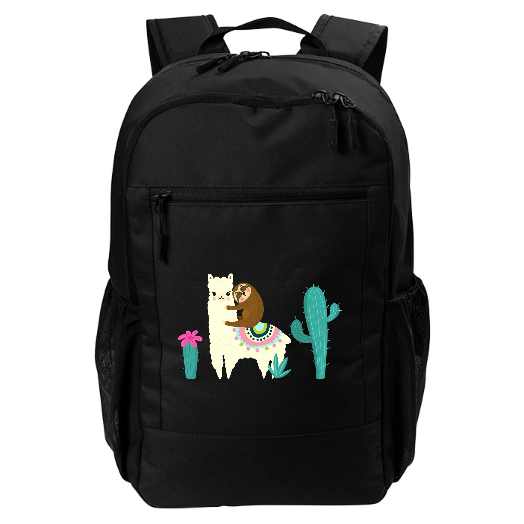 Sloth Riding Llama Funny Cactus Backpack