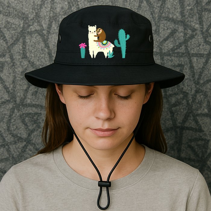 Sloth Riding Llama Funny Cactus Bucket Hat