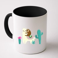 Sloth Riding Llama Funny Cactus Mug