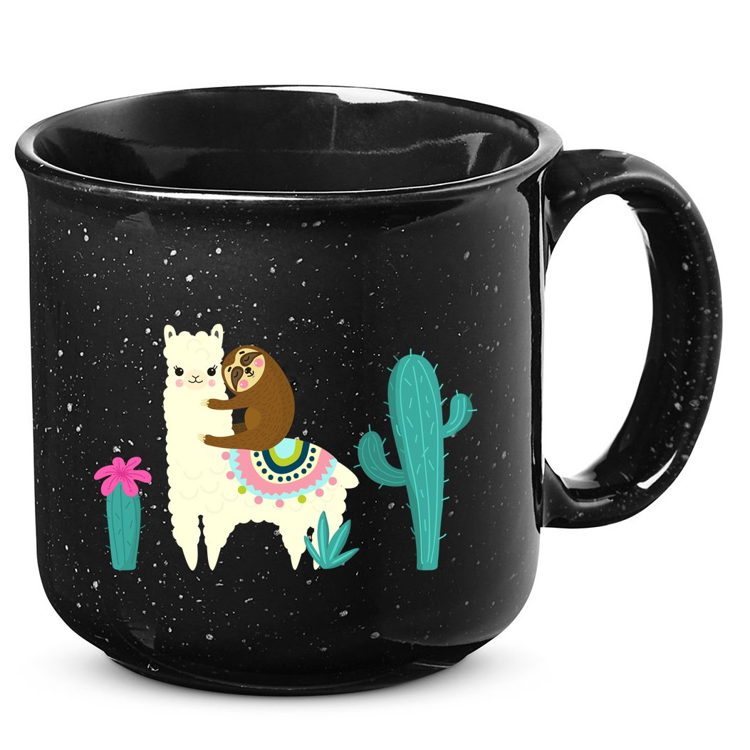 Sloth Riding Llama Funny Cactus 15oz Campfire Ceramic Mug