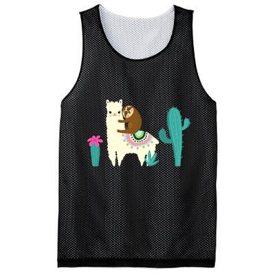 Sloth Riding Llama Funny Cactus Mesh Reversible Basketball Jersey Tank
