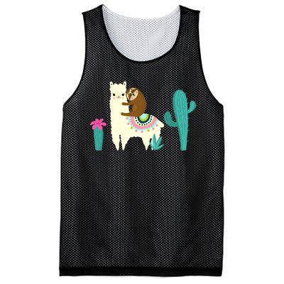 Sloth Riding Llama Funny Cactus Mesh Reversible Basketball Jersey Tank