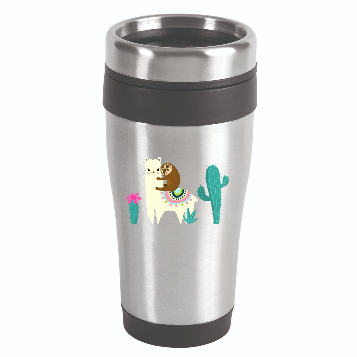 Sloth Riding Llama Funny Cactus 16oz Travel Tumbler