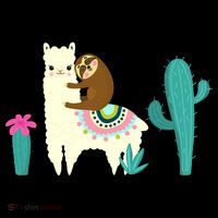 Sloth Riding Llama Funny Cactus Baby Bodysuit