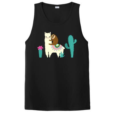 Sloth Riding Llama Funny Cactus PosiCharge Competitor Tank