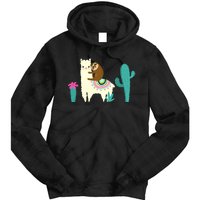 Sloth Riding Llama Funny Cactus Tie Dye Hoodie