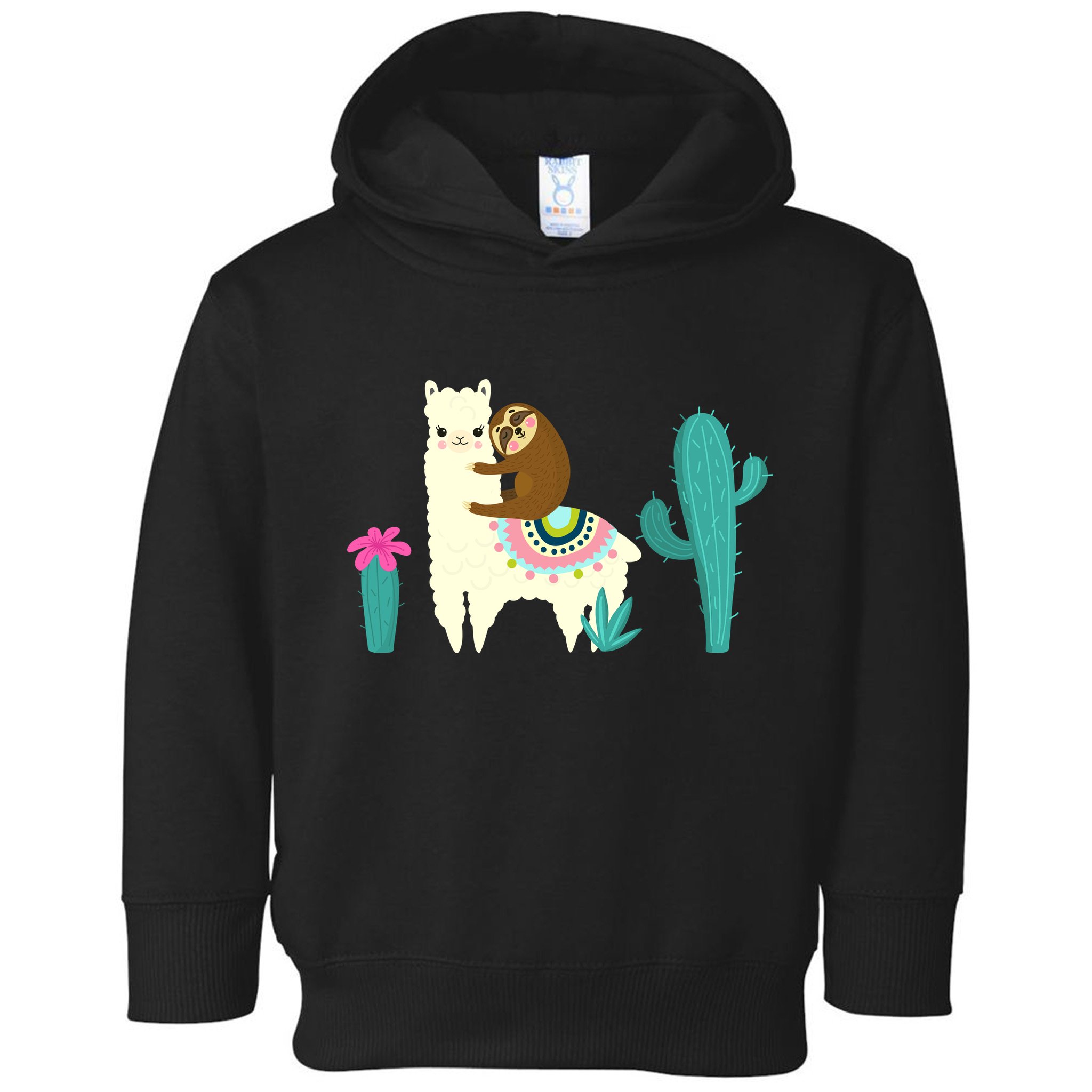 Sloth Riding Llama Funny Cactus Toddler Hoodie