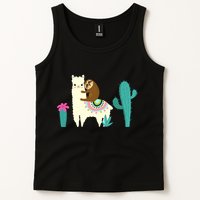 Sloth Riding Llama Funny Cactus Tank Top