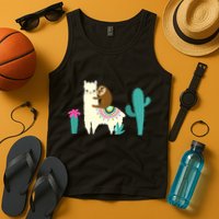 Sloth Riding Llama Funny Cactus Tank Top