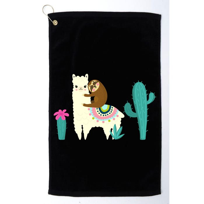 Sloth Riding Llama Funny Cactus Golf Towel