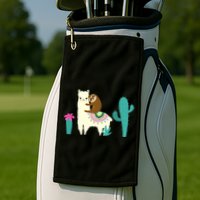 Sloth Riding Llama Funny Cactus Golf Towel