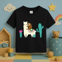 Sloth Riding Llama Funny Cactus Toddler T-Shirt
