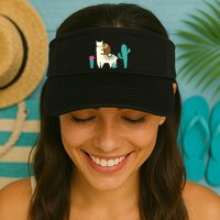 Sloth Riding Llama Funny Cactus Visor