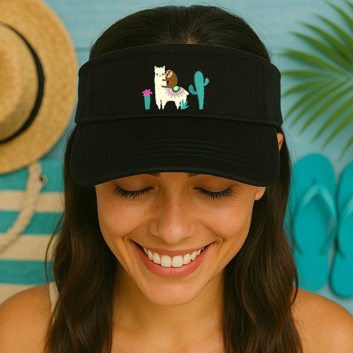Sloth Riding Llama Funny Cactus Visor