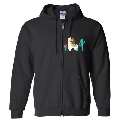 Sloth Riding Llama Funny Cactus Full Zip Hoodie