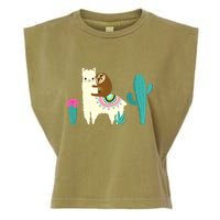 Sloth Riding Llama Funny Cactus Garment-Dyed Women's Muscle Tee