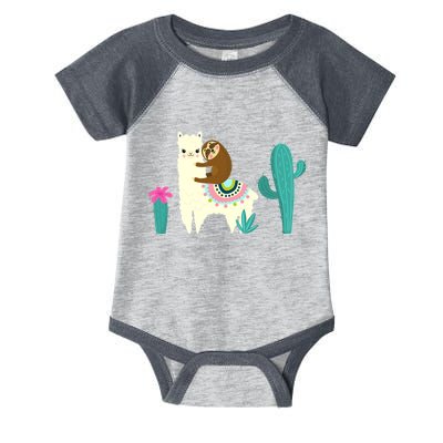 Sloth Riding Llama Funny Cactus Infant Baby Jersey Bodysuit