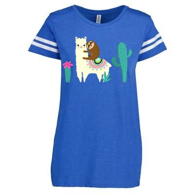 Sloth Riding Llama Funny Cactus Enza Ladies Jersey Football T-Shirt