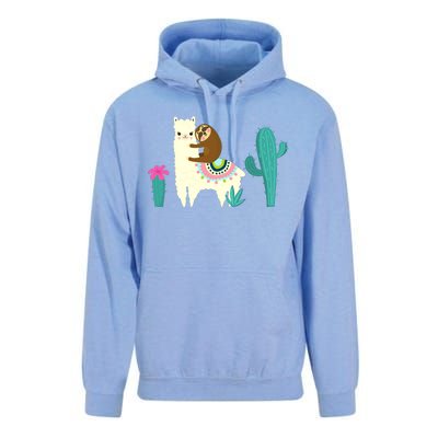 Sloth Riding Llama Funny Cactus Unisex Surf Hoodie