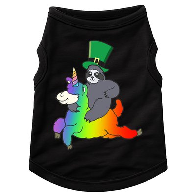 Sloth Riding Llama Unicorn St. Patrick's Day Doggie Tank