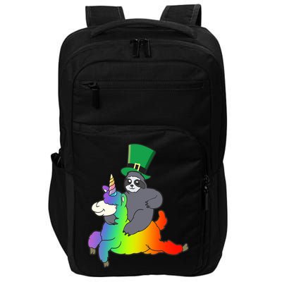 Sloth Riding Llama Unicorn St. Patrick's Day Impact Tech Backpack