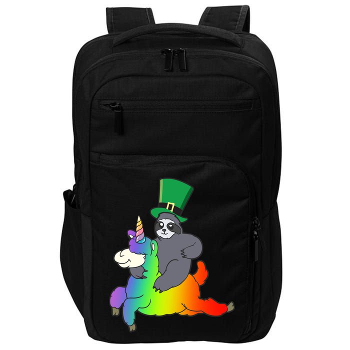Sloth Riding Llama Unicorn St. Patrick's Day Impact Tech Backpack