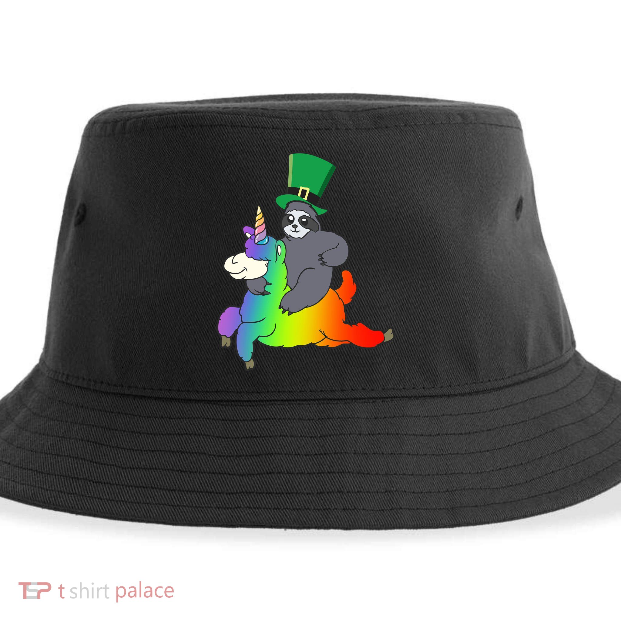 Sloth Riding Llama Unicorn St. Patrick's Day Sustainable Bucket Hat