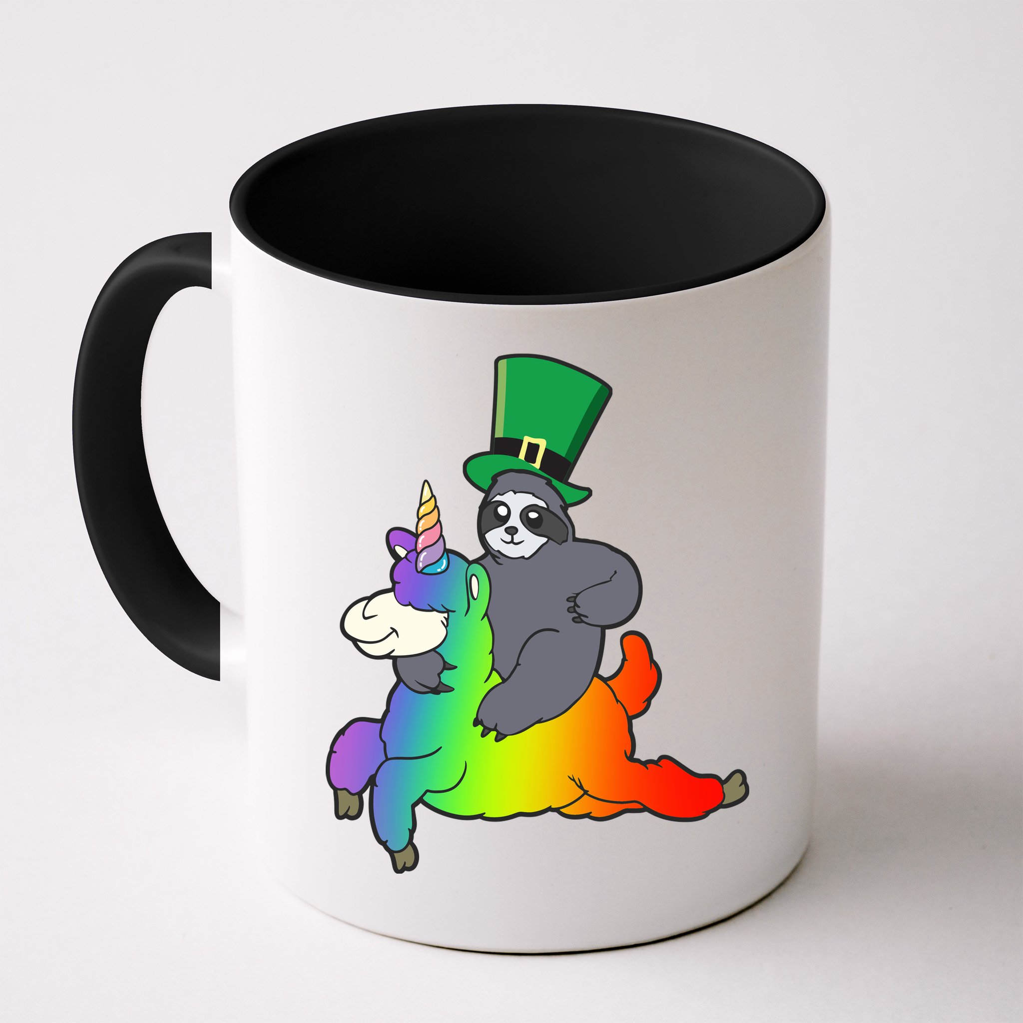 Sloth Riding Llama Unicorn St. Patrick's Day Mug