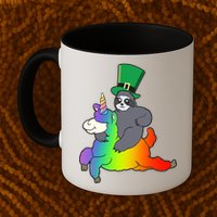 Sloth Riding Llama Unicorn St. Patrick's Day Mug