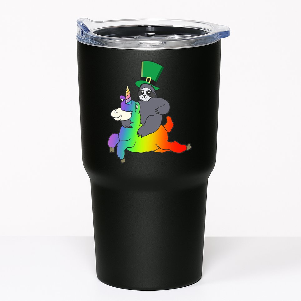 Sloth Riding Llama Unicorn St. Patrick's Day Tumbler