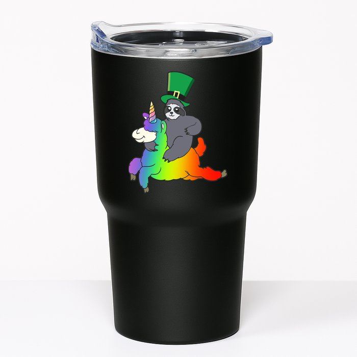 Sloth Riding Llama Unicorn St. Patrick's Day Tumbler