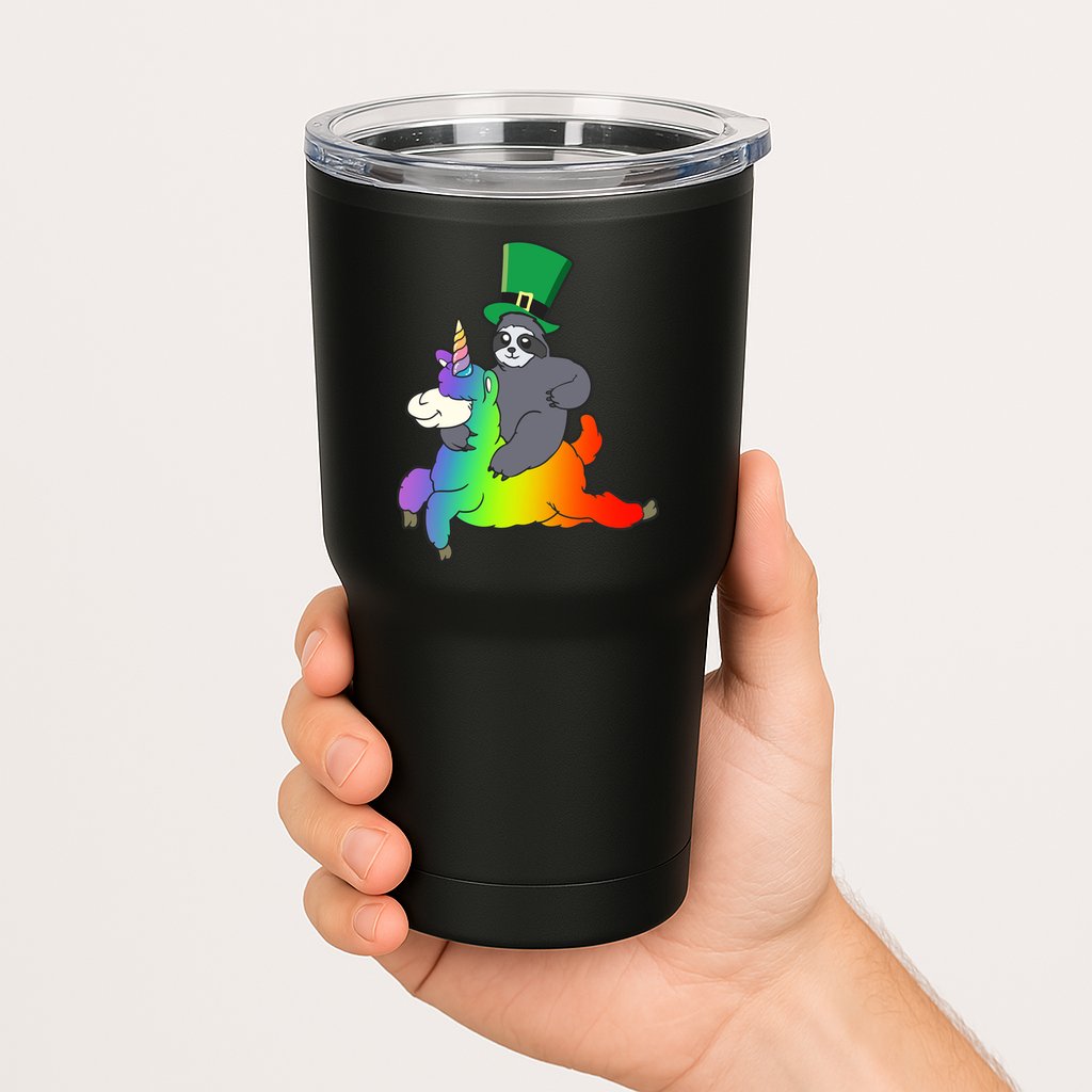 Sloth Riding Llama Unicorn St. Patrick's Day Tumbler