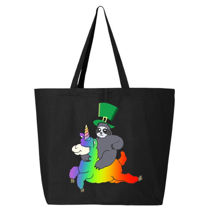 Sloth Riding Llama Unicorn St. Patrick's Day 25L Jumbo Tote