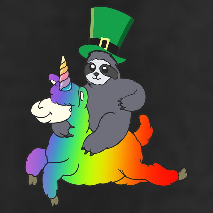 Sloth Riding Llama Unicorn St. Patrick's Day 25L Jumbo Tote
