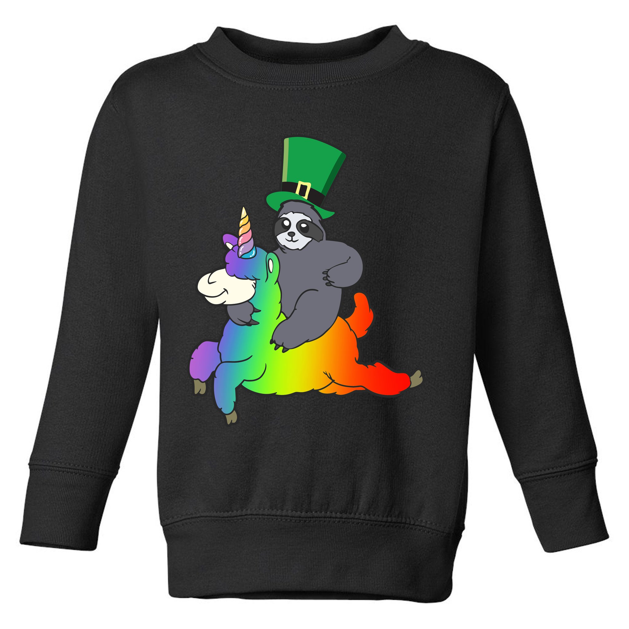 Sloth Riding Llama Unicorn St. Patrick's Day Toddler Sweatshirt