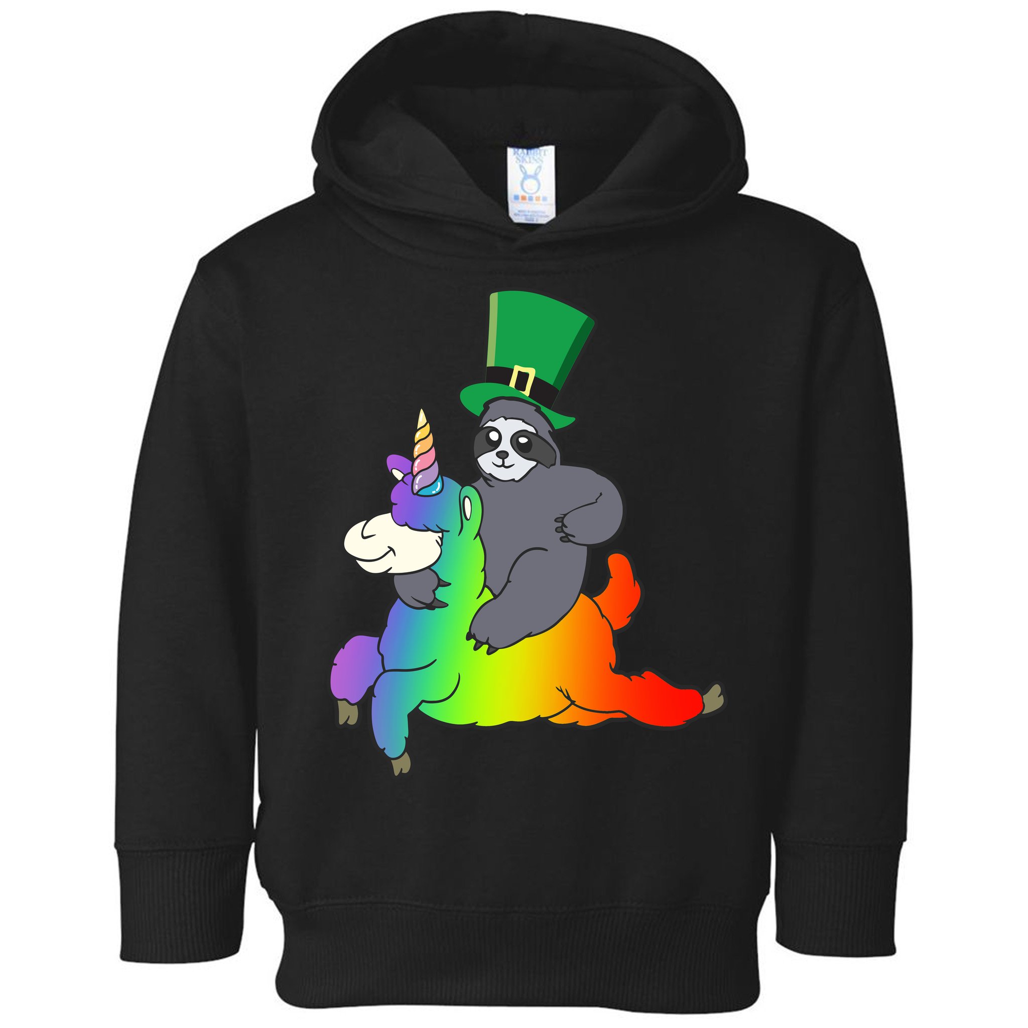Sloth Riding Llama Unicorn St. Patrick's Day Toddler Hoodie