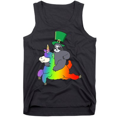 Sloth Riding Llama Unicorn St. Patrick's Day Tank Top