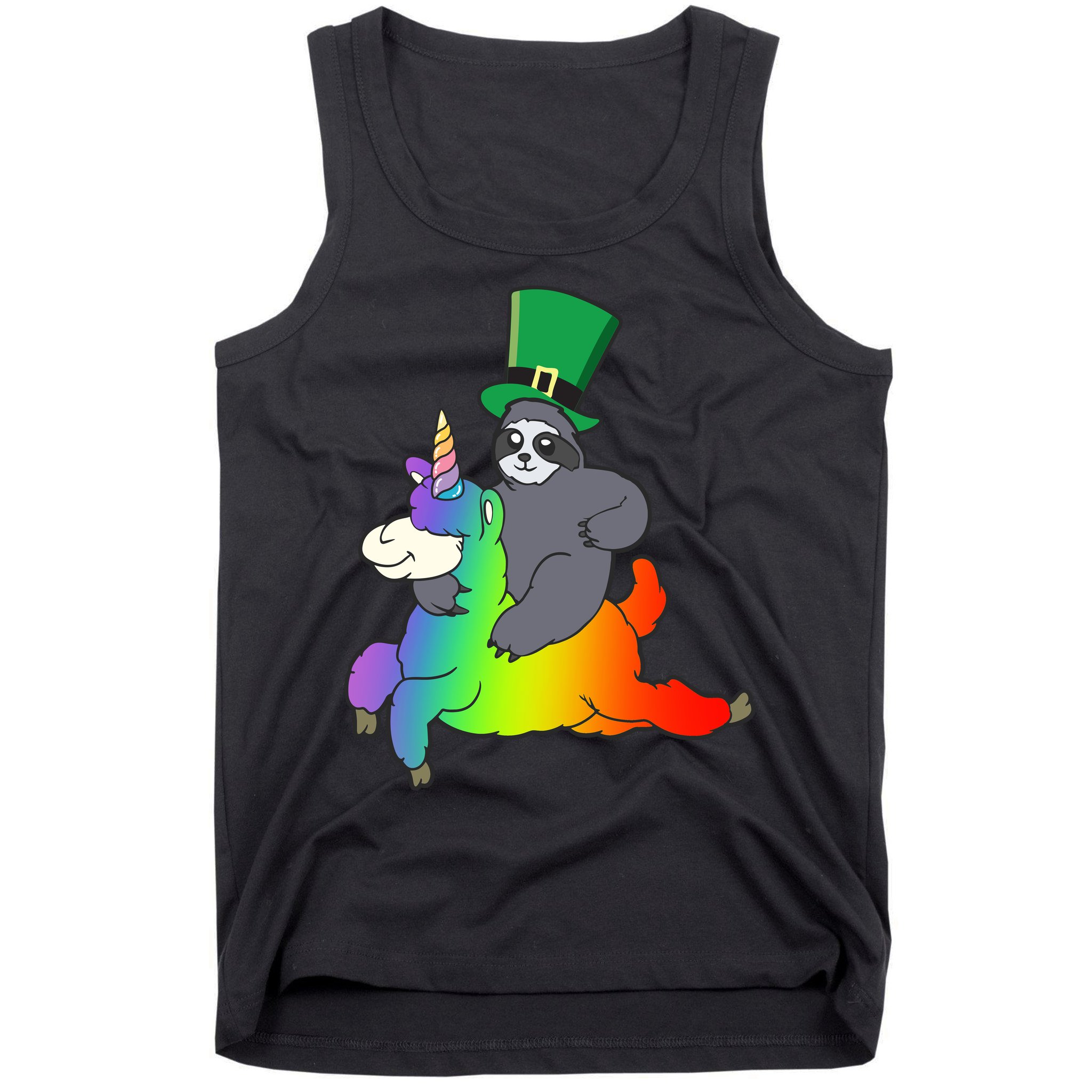 Sloth Riding Llama Unicorn St. Patrick's Day Tank Top
