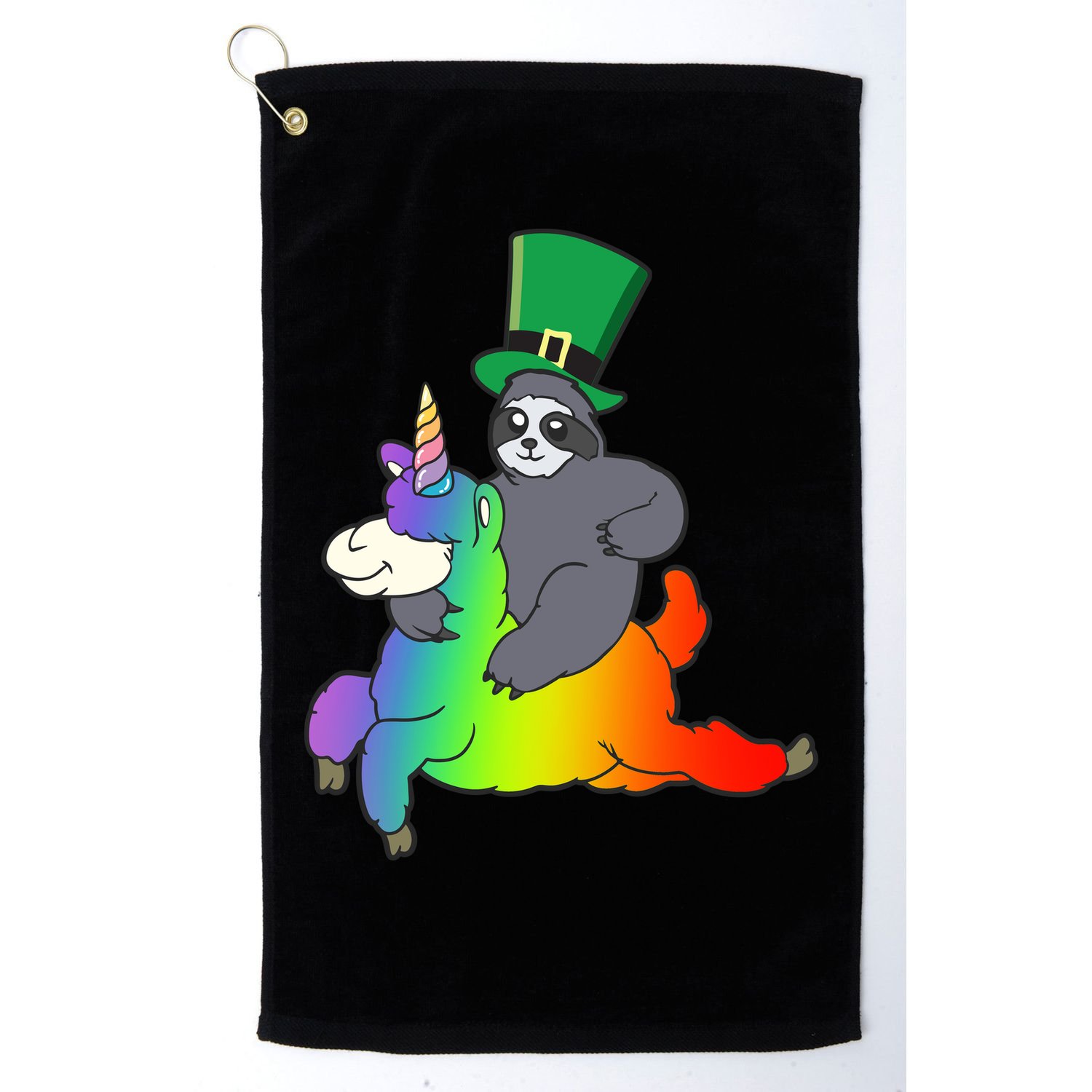 Sloth Riding Llama Unicorn St. Patrick's Day Golf Towel