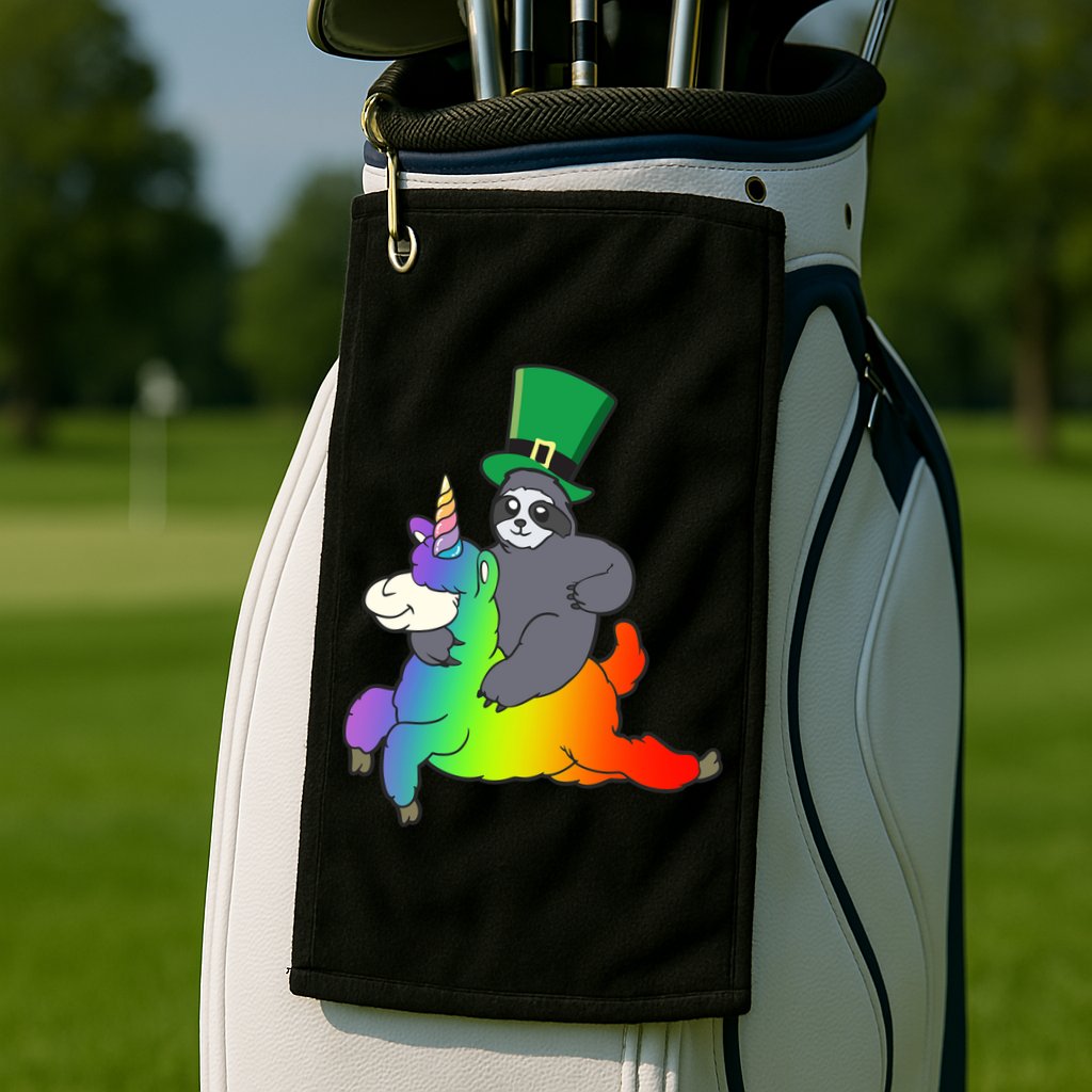Sloth Riding Llama Unicorn St. Patrick's Day Golf Towel