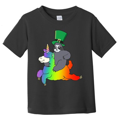 Sloth Riding Llama Unicorn St. Patrick's Day Toddler T-Shirt
