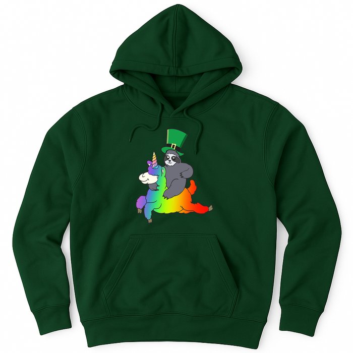 Sloth Riding Llama Unicorn St. Patrick's Day Hoodie