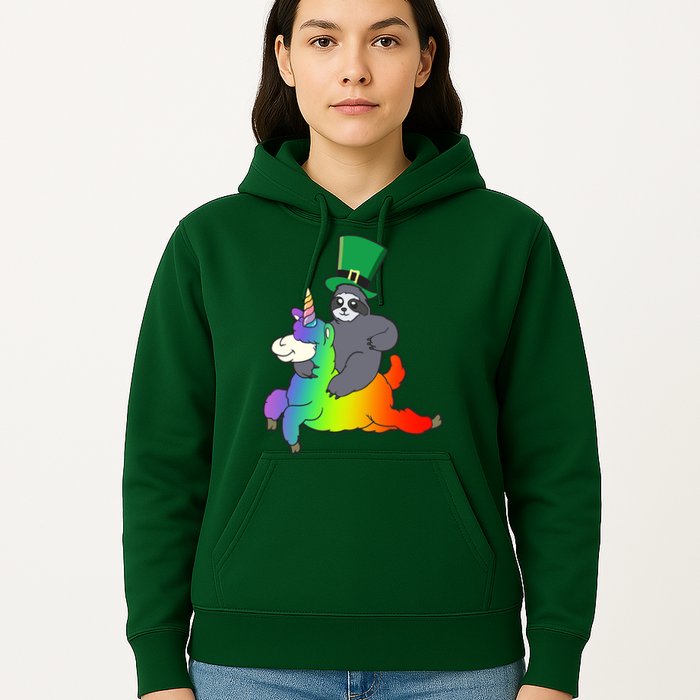 Sloth Riding Llama Unicorn St. Patrick's Day Hoodie