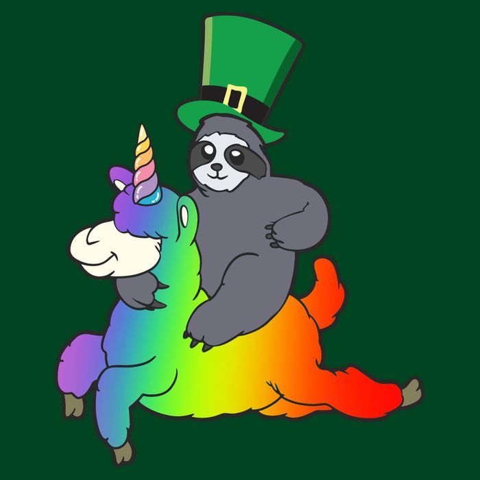 Sloth Riding Llama Unicorn St. Patrick's Day Magnet
