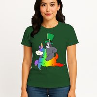 Sloth Riding Llama Unicorn St. Patrick's Day Womens T-Shirt